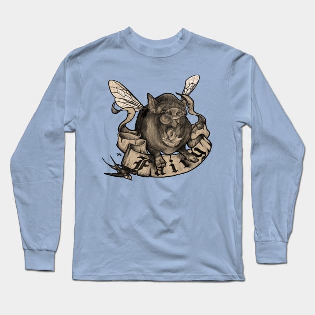 Fairy Pig Long Sleeve T-Shirt by FreyStrandDraws